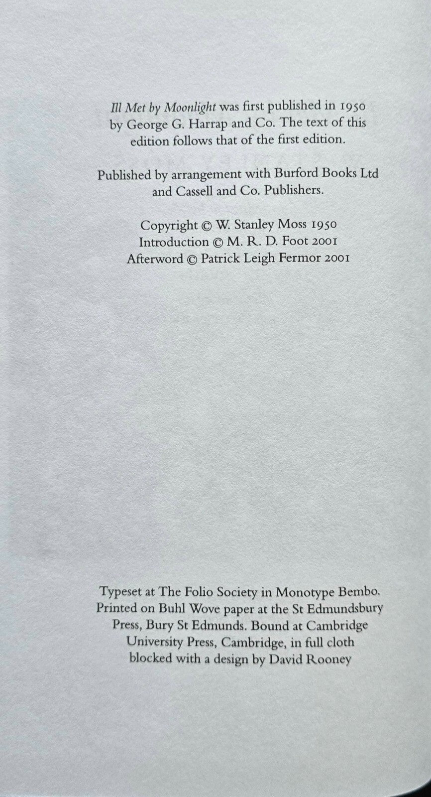 Ill Met By Moonlight by W. Stanley Moss (Folio Society, 1st Ed) JD