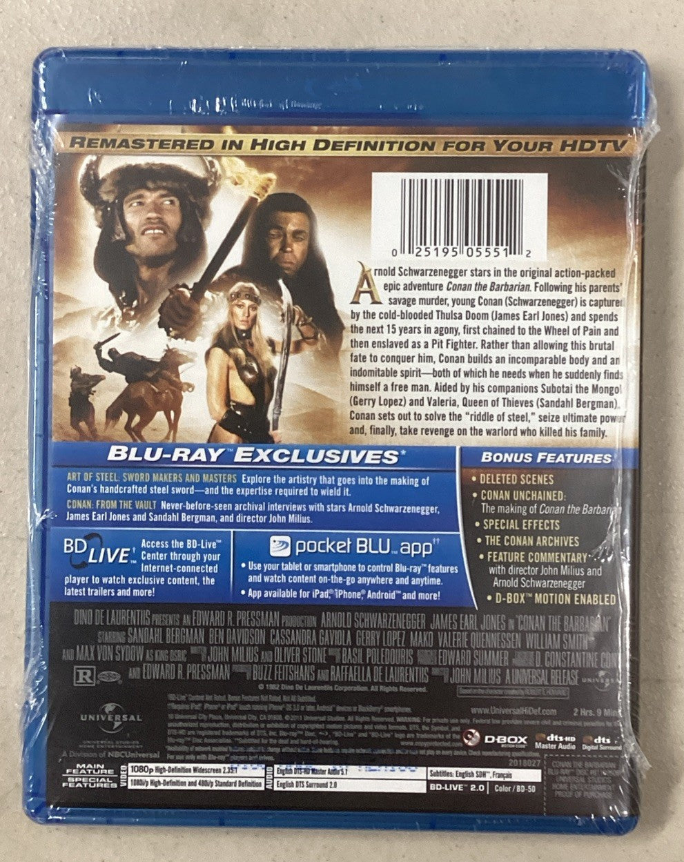 Conan the Barbarian (Blu-ray, 1982) SEALED Arnold JD