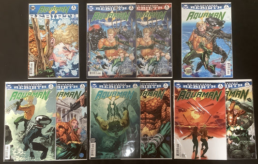 Aquaman #1-5 + Rebirth #1 Comic Lot, W/ 2nd Print #1, And Middleton #3-5 Covers