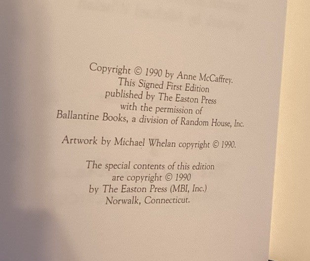 PEGASUS IN FLIGHT by Anne McCaffrey SIGNED 1st EDITION Easton Press -JD