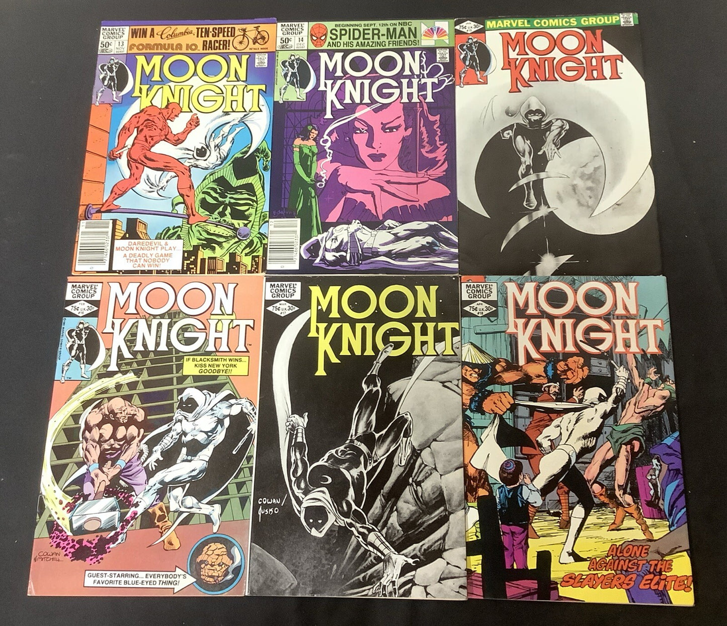 Moon Knight #13-18 Comic Lot, Marvel, 1st App Xenon (Gwenn), 1st Daredevil Meet