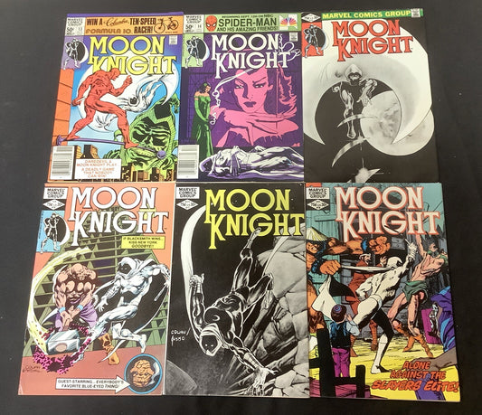 Moon Knight #13-18 Comic Lot, Marvel, 1st App Xenon (Gwenn), 1st Daredevil Meet