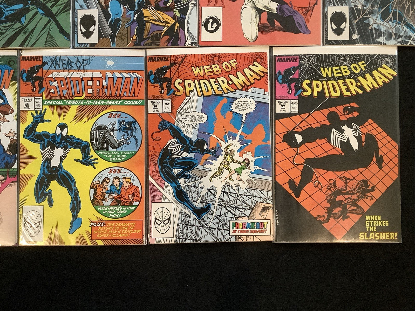 WEB OF SPIDER-MAN #25-37 Comic Lot, Kraven’s Last Hunt, 1st App Tombstone, 1985