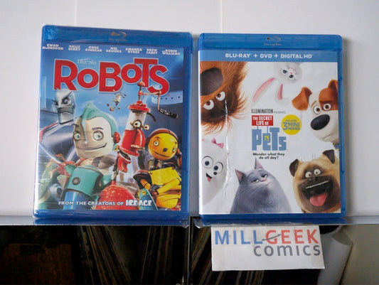Robots / The Secret Life of Pets, 2 Movie Set (Blu-Ray) Like New -JD