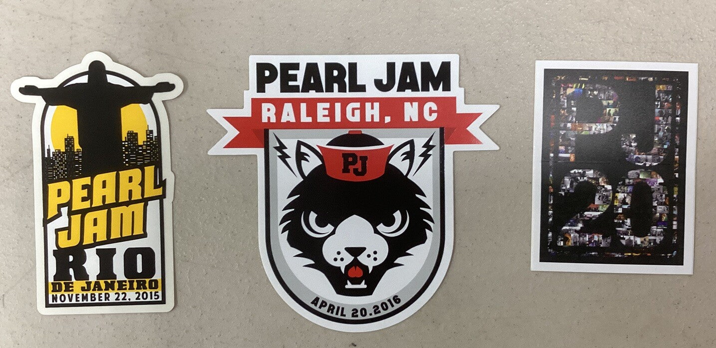 Pearl Jam Cancelled Shows (Plus Others) Stickers, Buttons, Trading Card Lot