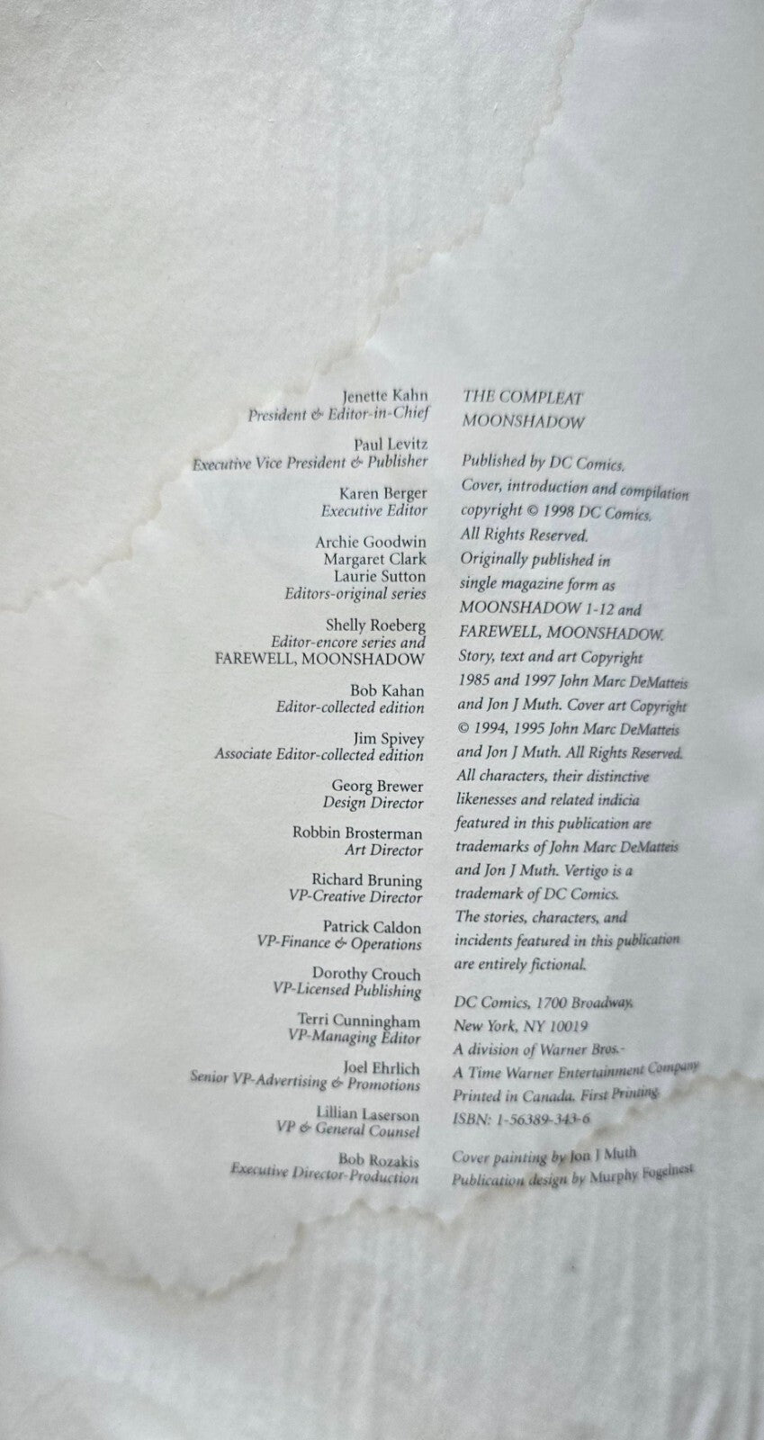 The Compleat Moonshadow by J.M. DeMatteis & Jon J. Muth (1st Print, 1998)