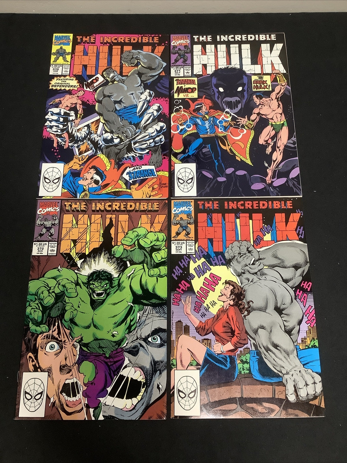 Incredible Hulk 370-373 Comic Lot, Marvel, 1st App Dark Hulk, Green Hulk Returns