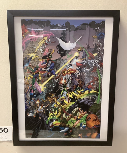 Battle For Metropolis George Perez Art Print, 12x16, Frame Included