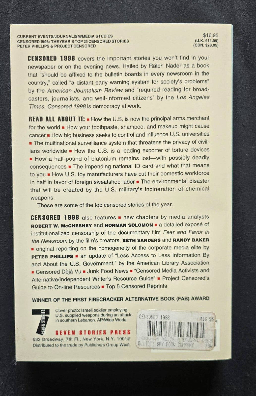 Censored 1998 : The Year's Top 25 Censored Stories by Danny Schechter (SIGNED)