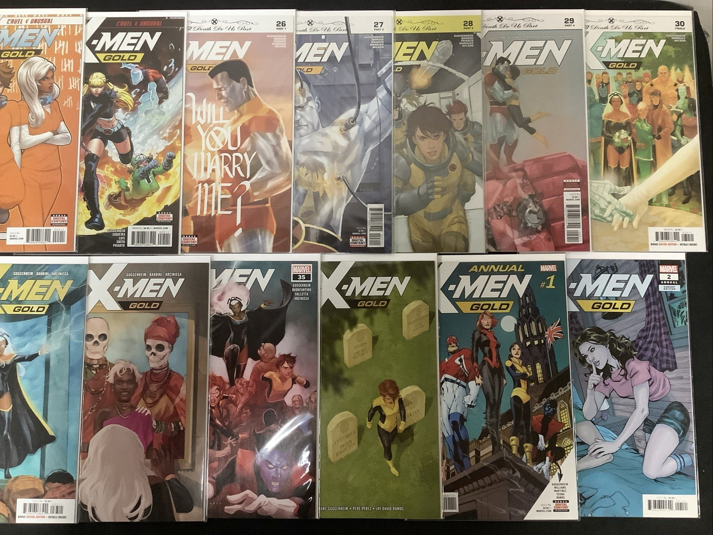 X-Men Gold #1-36 + Annuals #1-2 Complete Comic Series, Marvel, 1st Printing