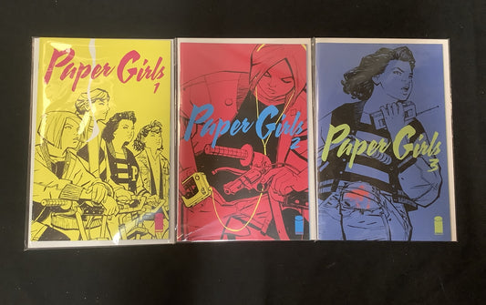 Paper Girls #1-3 Comic Lot, (Image Comics) Brian K. Vaughan, Cliff Chiang, 2015