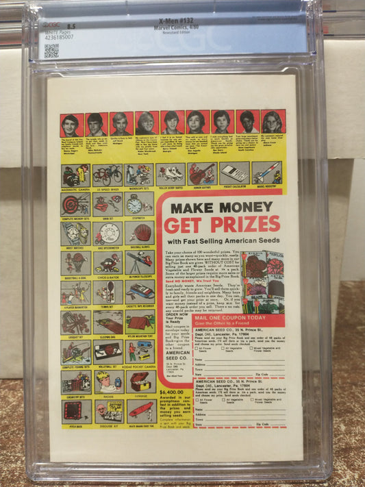 X-MEN #132 1st Jean Grey as BLACK QUEEN Joins HELLFIRE 1980 1st SAGE TV CGC 8.5