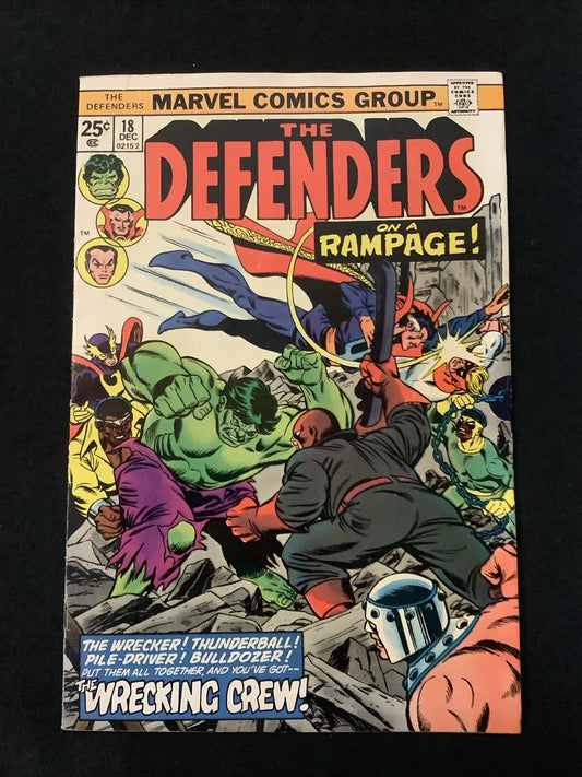 The Defenders #18 (1974) F (6.0) Len Wein/Sal Buscema, 1st App Wrecking Crew