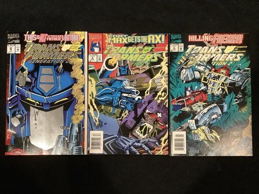 Transformers: Generation 2 #1-3 Comic Lot, Marvel, Newsstand #1 Gate-fold, 1993