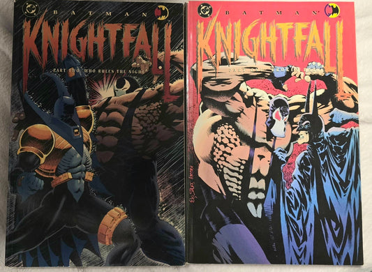 Batman Knightfall 2 TPB Lot - #1 Broken Bat & #2 Who Rules The Night? (1993)