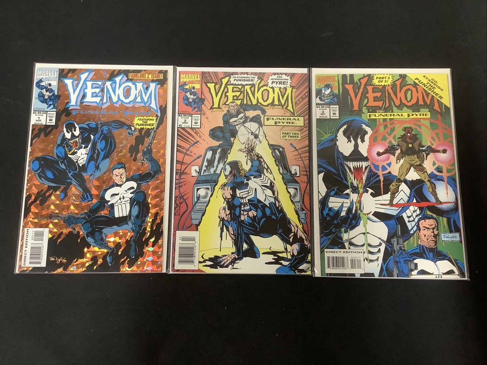 Venom Funeral Pyre #1-3 Complete Mini Series, Marvel, Newsstand #2, Punisher