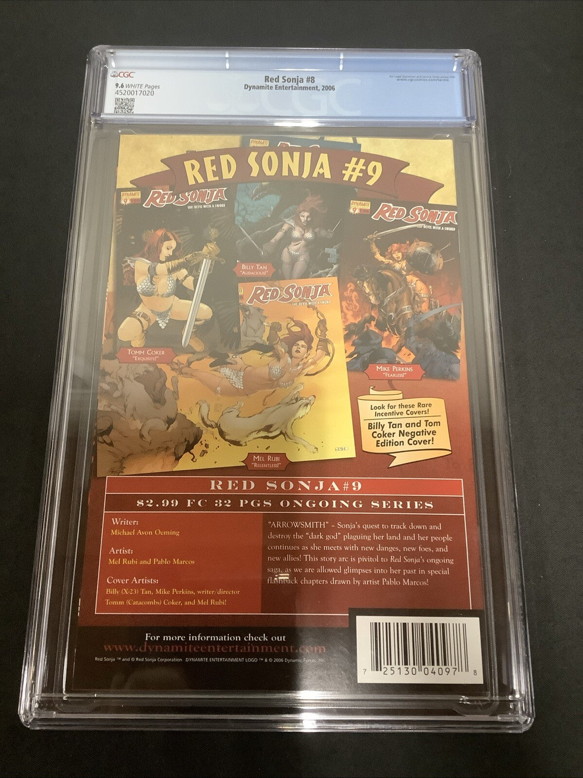 Red Sonja #8 (March 2006) CGC Graded 9.6, White Pages, Adam Hughes Cover