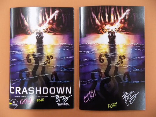 Crashdown #1 Mill Geek Comics Exclusive Trade & Virgin Variants Triple Signed
