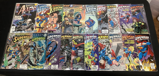 Action Comics #660-716 Comic Lot, DC 1990, Sonic Preview Comic, Doomsday Cameo