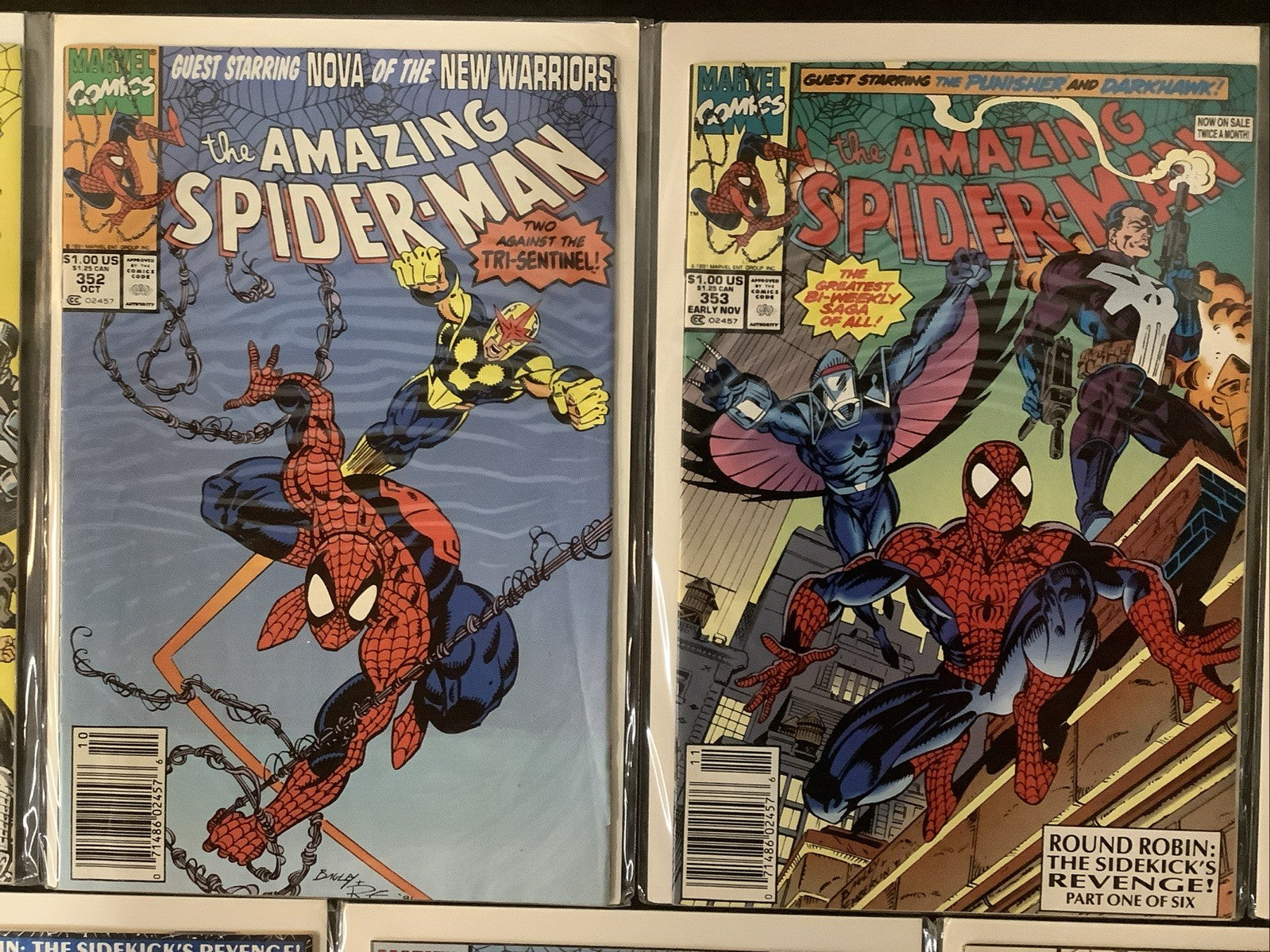 Amazing Spider-Man #350-358 Comic Lot, Marvel, Multiple Newsstand Covers, 1991