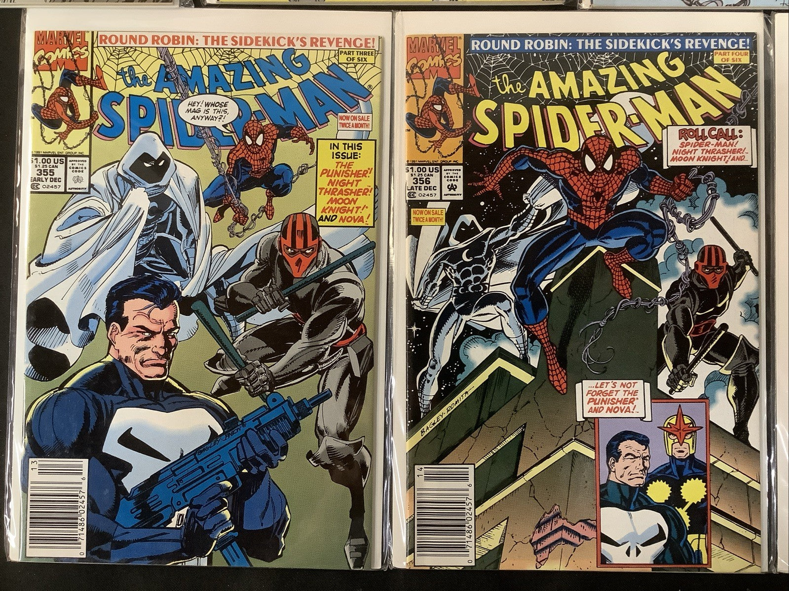 Amazing Spider-Man #350-358 Comic Lot, Marvel, Multiple Newsstand Covers, 1991
