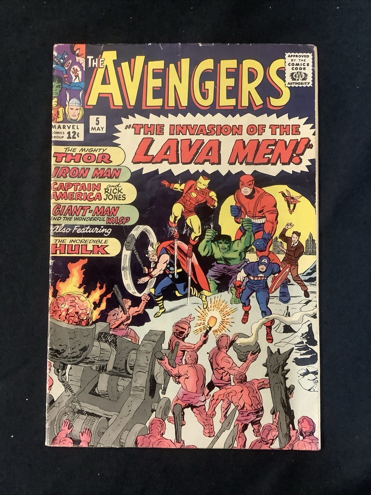 Avengers #5 (1964) G/VG (3.0) Stan Lee/Jack Kirby, Invasion Of The Lava Men
