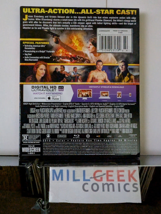 American Ultra, Jesse Eisenberg (Blu-ray 2015) Brand New SEALED -JD