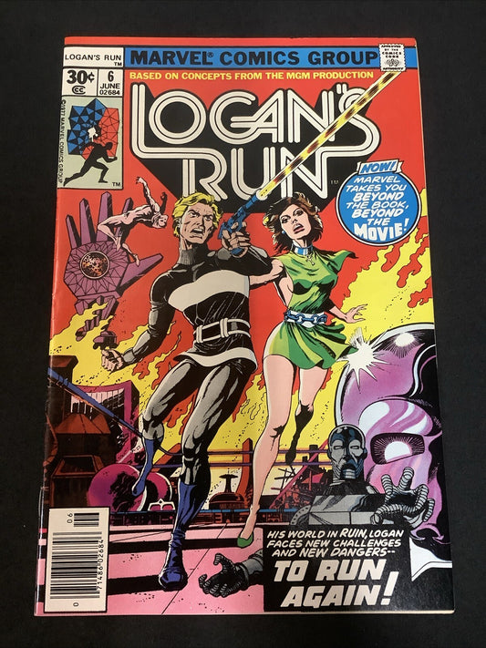 Logan's Run #6 (Marvel Comics 1977) VF/NM (9.0) 1st Thanos Solo Story, Newsstand