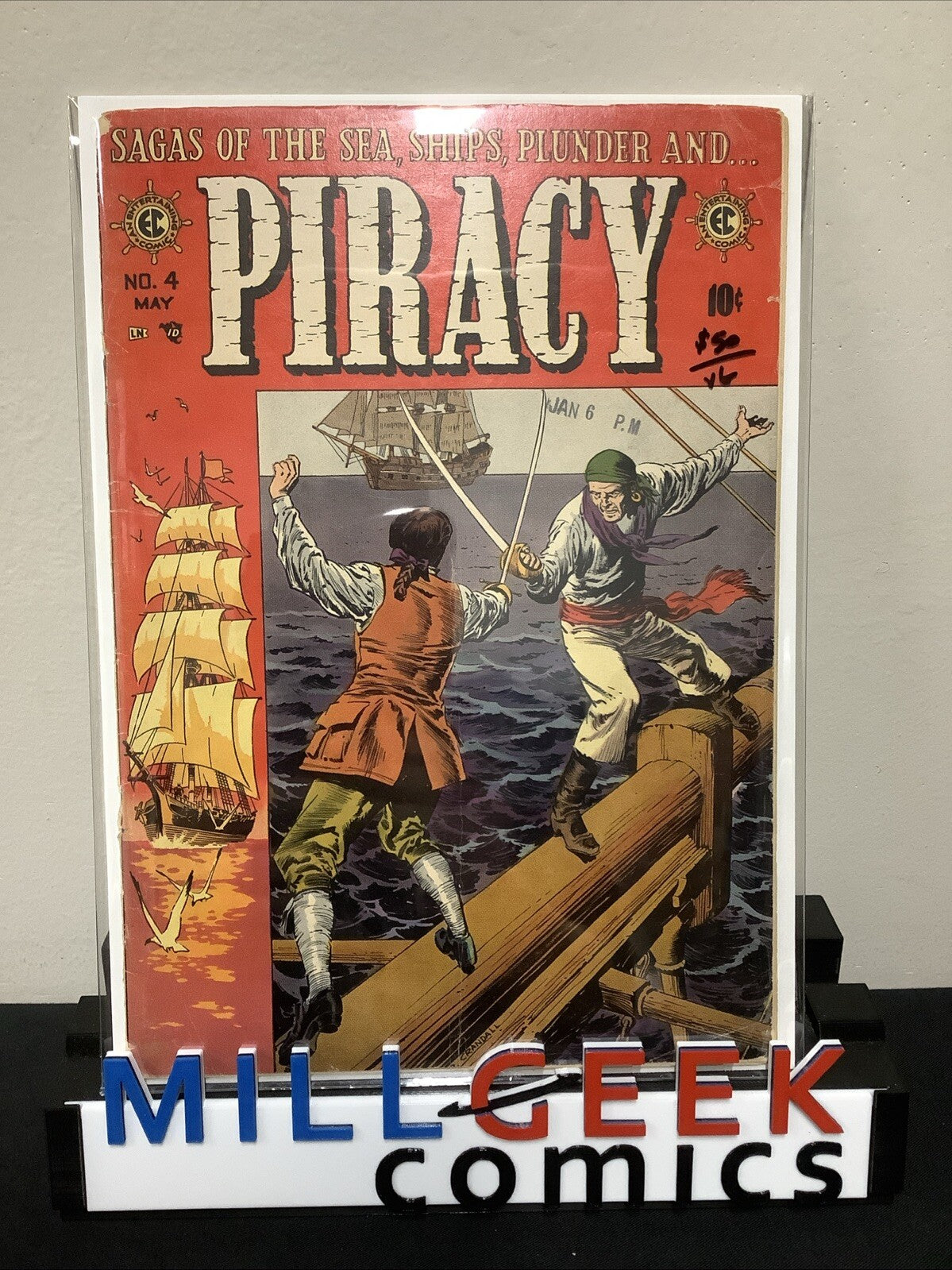 Piracy #4 (EC Comics April-May 1955) VG (4.0) Cover Detached Lower Staple