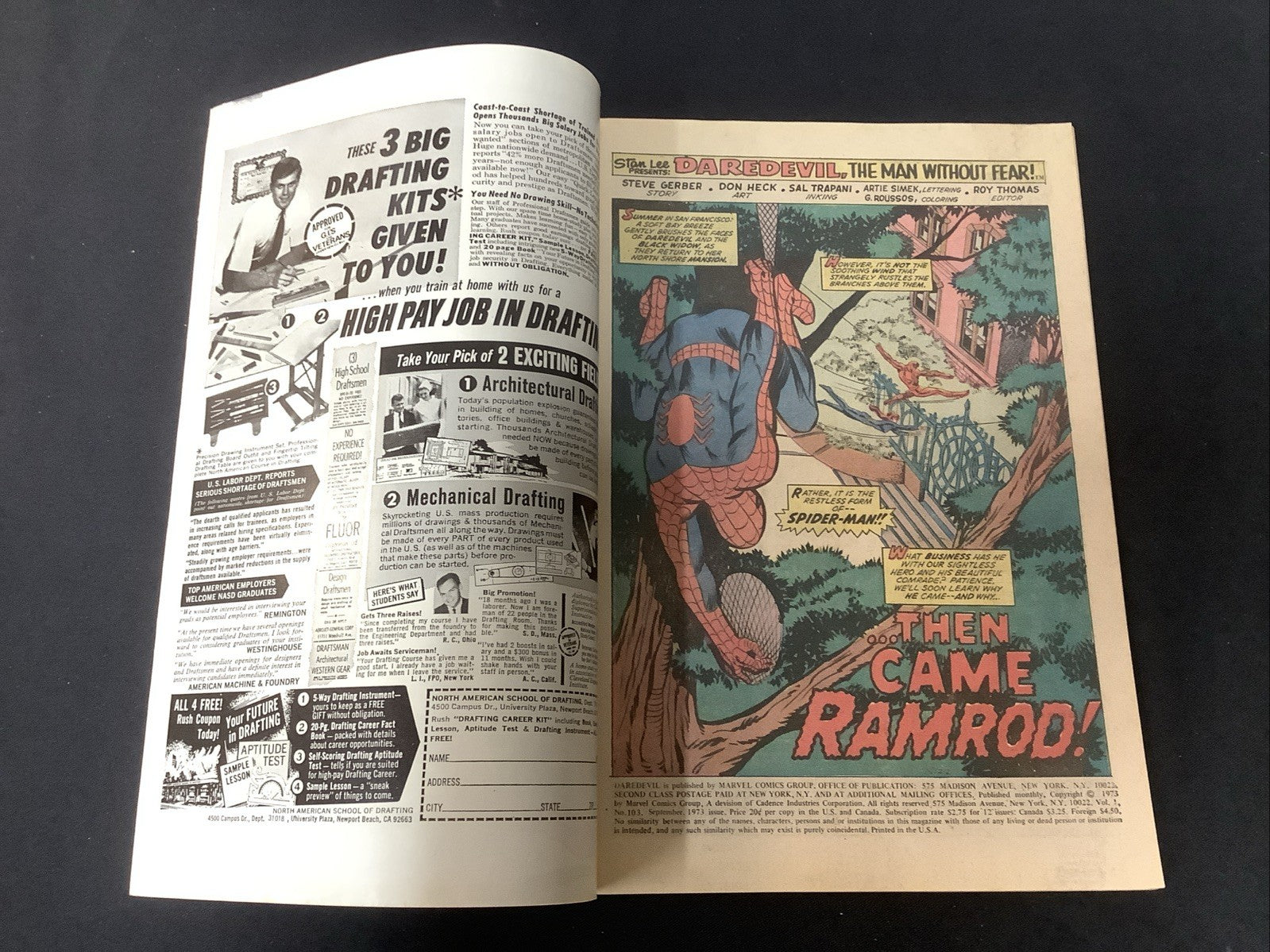 Daredevil #103 (Marvel Comics September 1973) VF+ (8.5) Spider-Man Team-Up