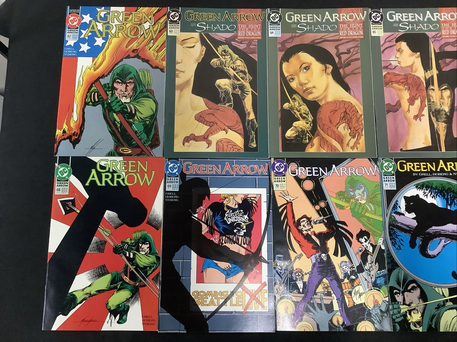 Green Arrow #62-73 Comic Lot, DC Comics, Hunt For The Red Dragon, Mike Grell