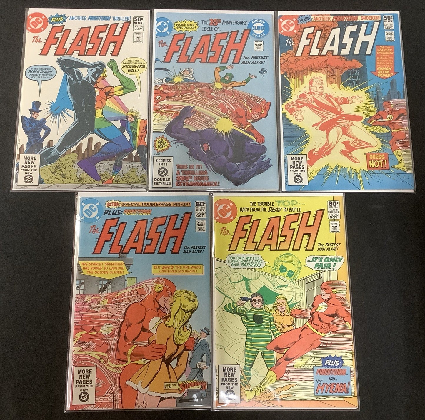 The Flash #299-303 Comic Lot, DC, Cary Bates/Fred Hembeck/Carmine Infantino