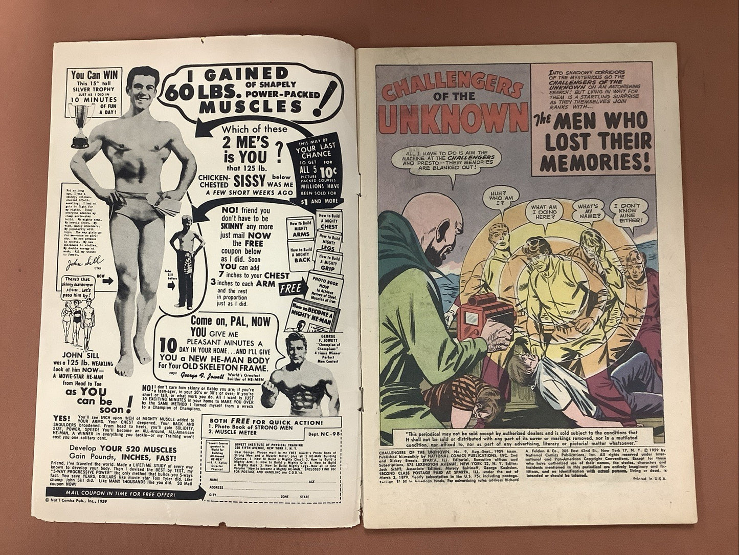 Challengers of the Unknown #9 (DC 1959) VG (4.0) Cover Detached Lower Staple