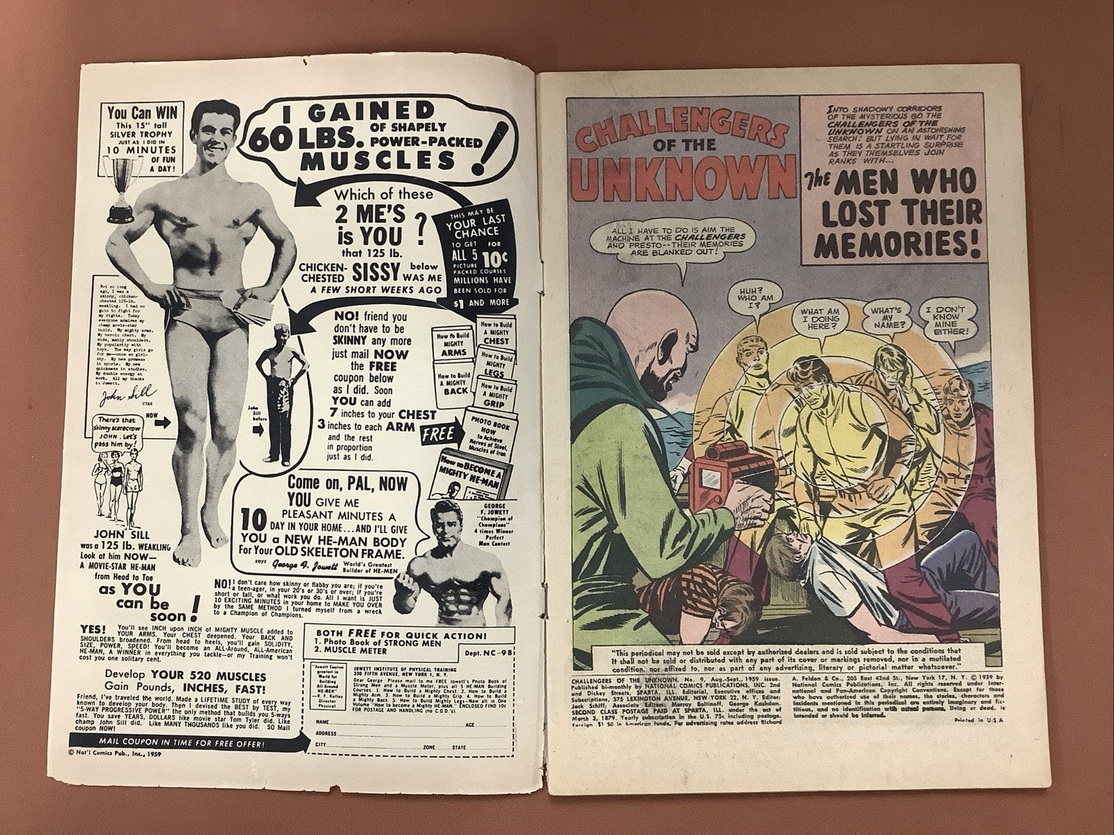 Challengers of the Unknown #9 (DC 1959) VG (4.0) Cover Detached Lower Staple