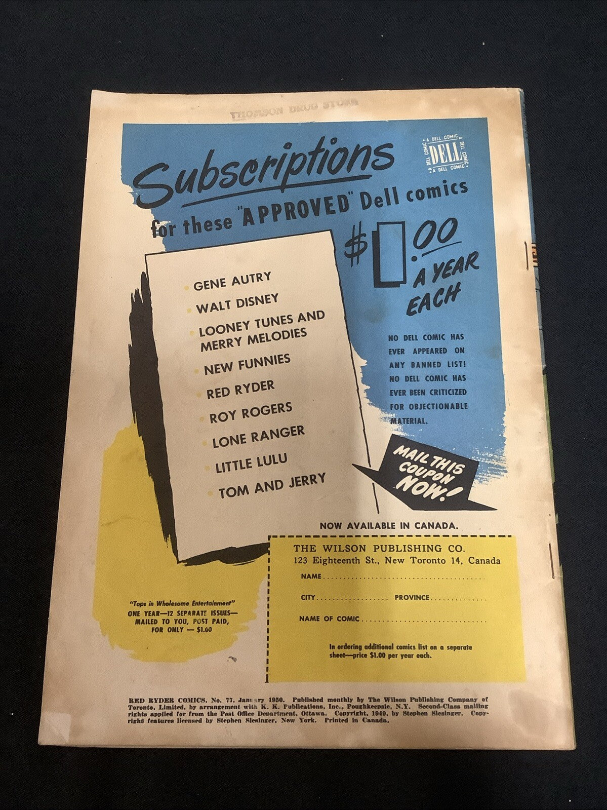 Red Ryder Comics #77 (January 1950) 5.5 (F-) Canadian Edition