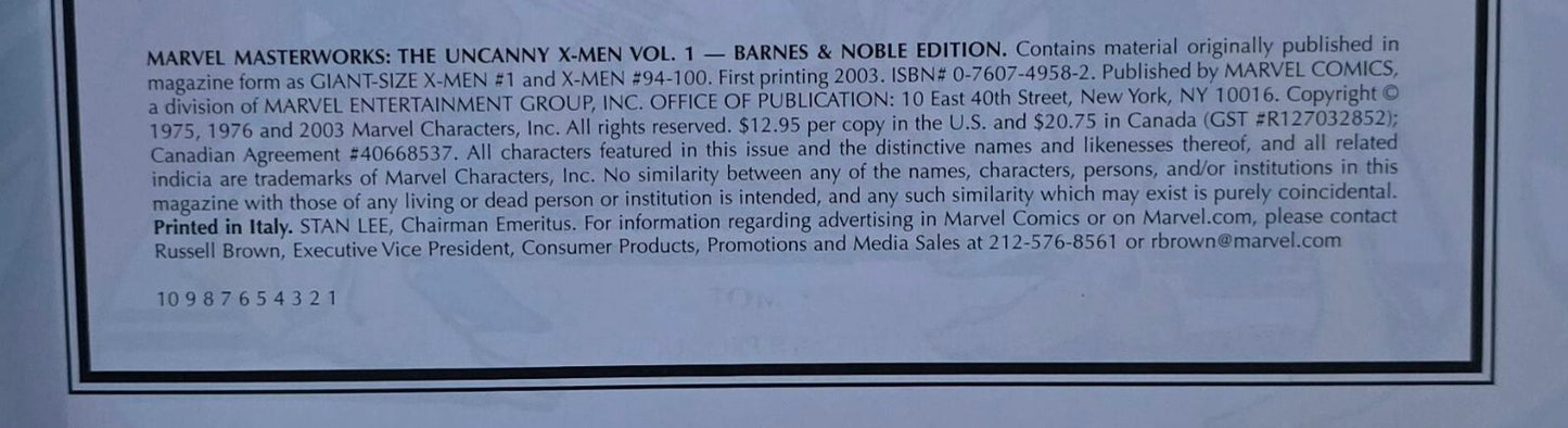 Marvel Masterworks: X-Men Vol #1 - Giant Size X-Men (2003) - TPB Barnes & Noble