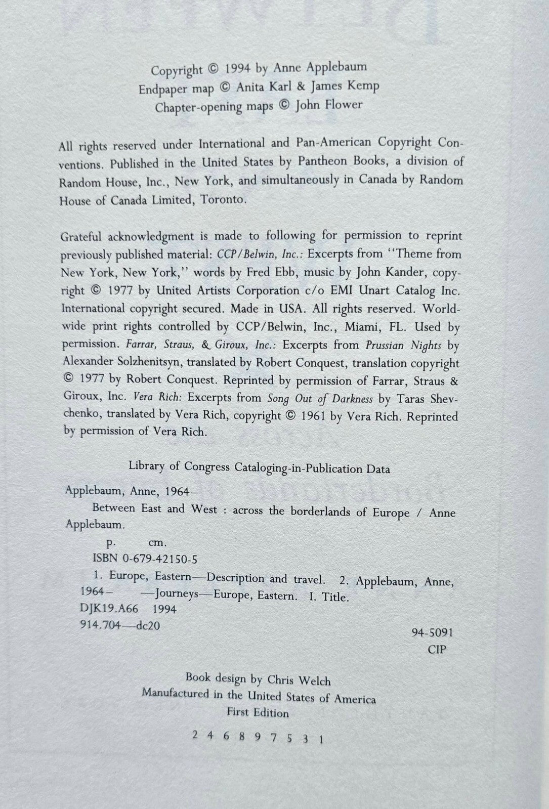 Between East and West : Across the Borderlands of Europe Anne App (1st 1994) JD