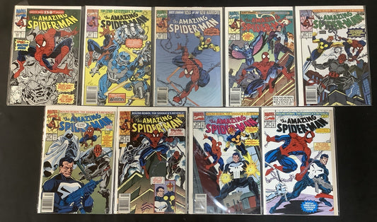 Amazing Spider-Man #350-358 Comic Lot, Marvel, Multiple Newsstand Covers, 1991