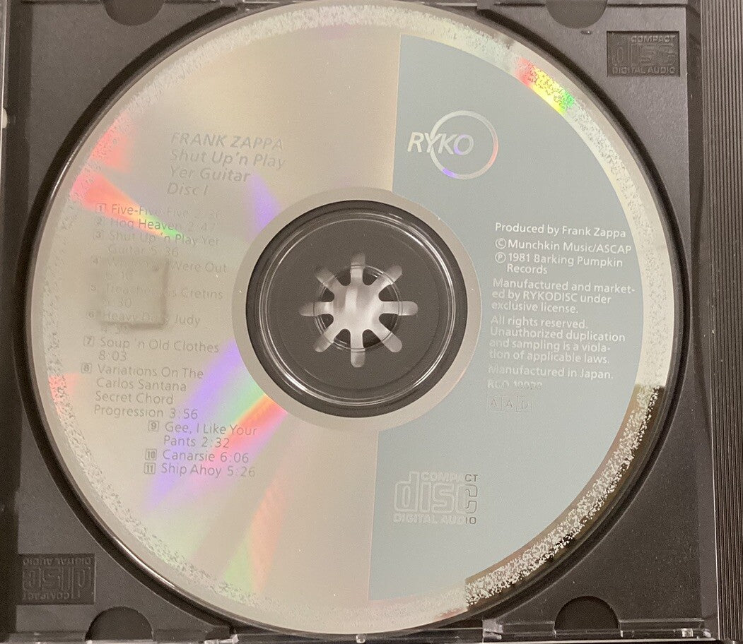 Frank Zappa Shut Up ‘N Play Yer Guitar (2 CD, Japan RYKODISC, Like New) -JD