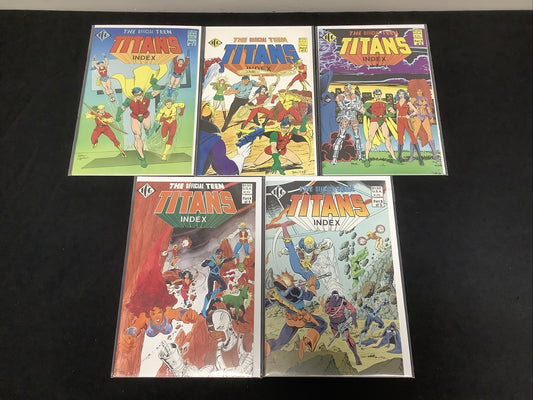 Official Teen Titans Index (1985) #1-5 Complete Series Set Lot Run, DC/ICG