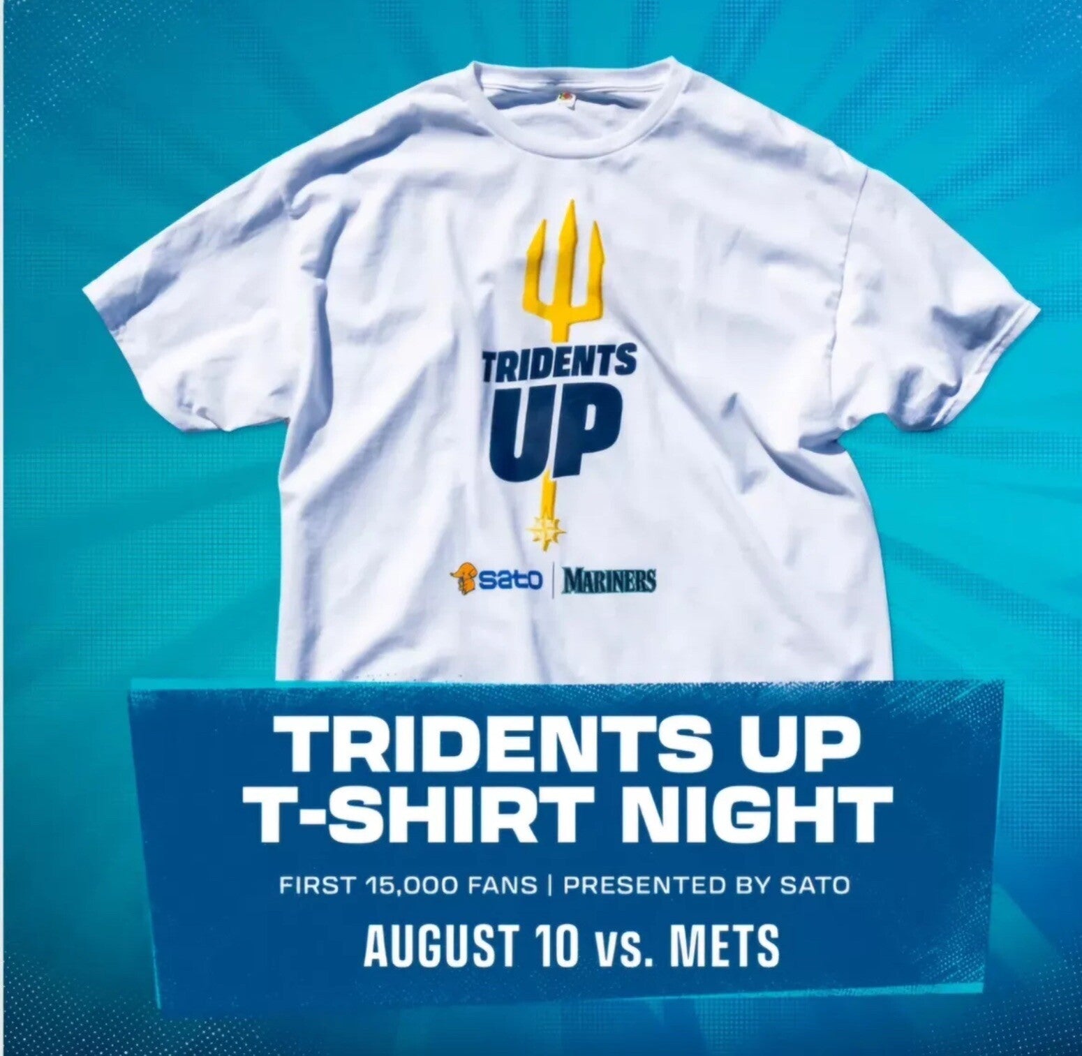 Seattle Mariners 2024 T-Shirt Tridents Up XL SGA 8/10/24 New
