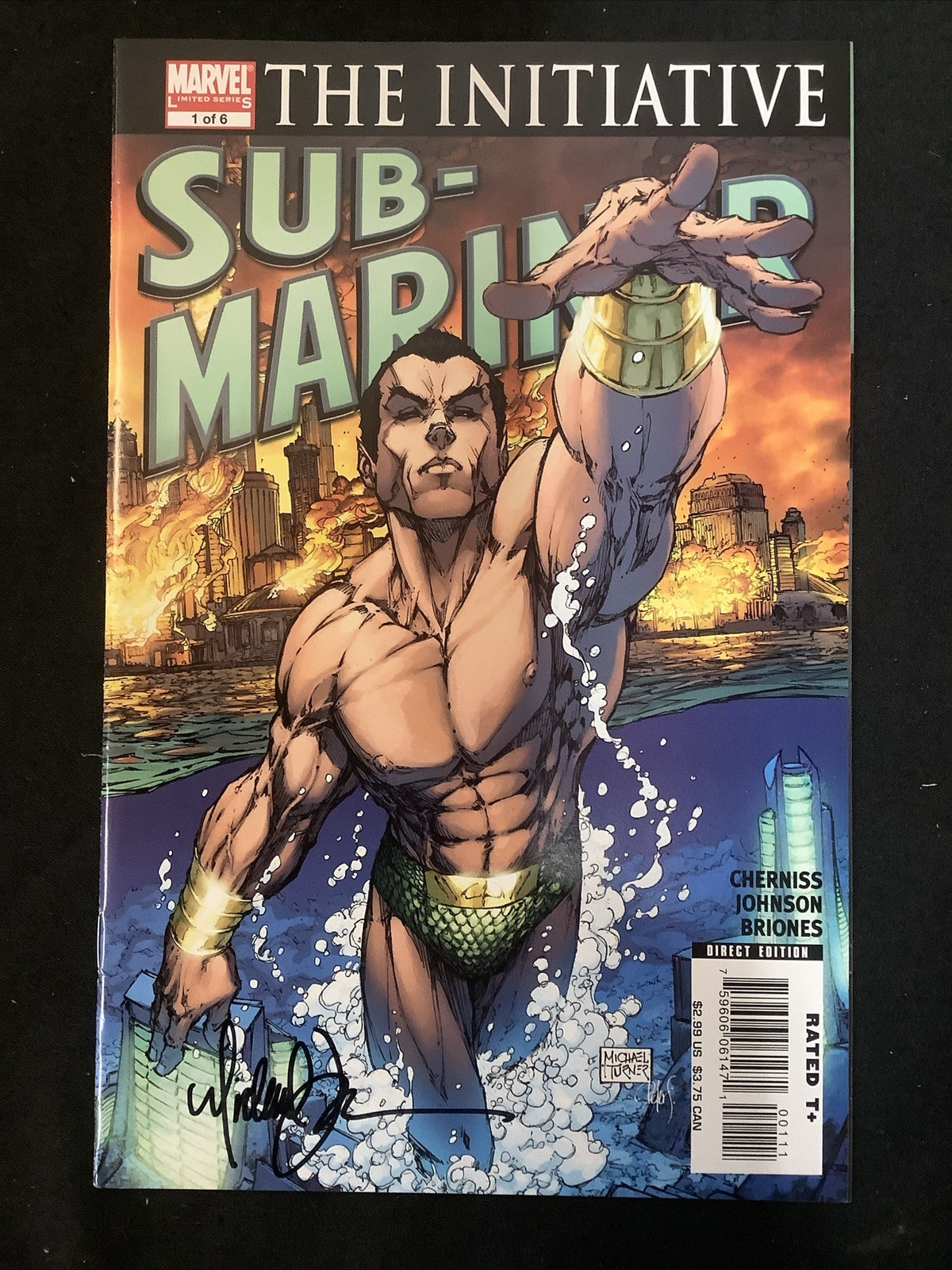 Sub-Mariner #1 (2007) VF (8.0) Matt Cherniss, Michael Turner Autograph With COA
