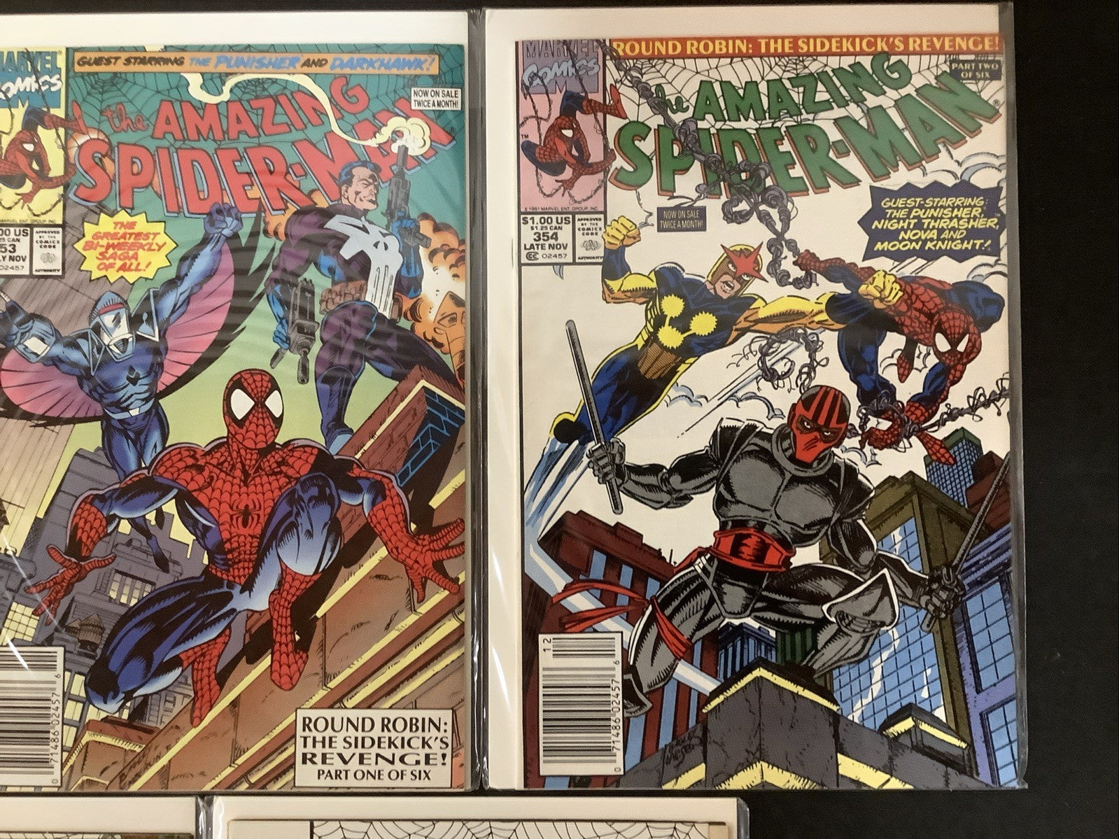 Amazing Spider-Man #350-358 Comic Lot, Marvel, Multiple Newsstand Covers, 1991