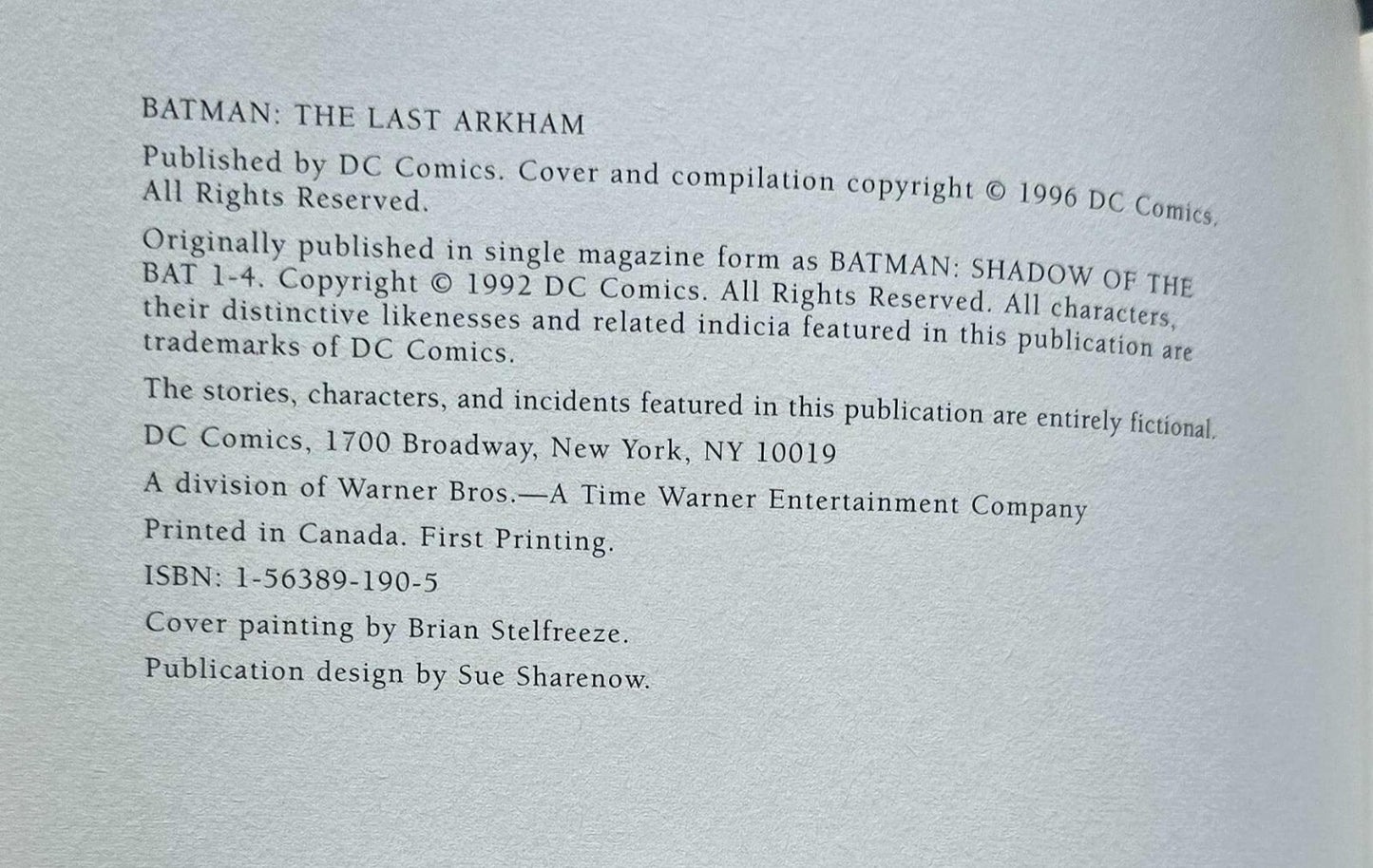 Batman: The Last Arkham by Alan Grant and Norm Breyfogle - 1st print TPB