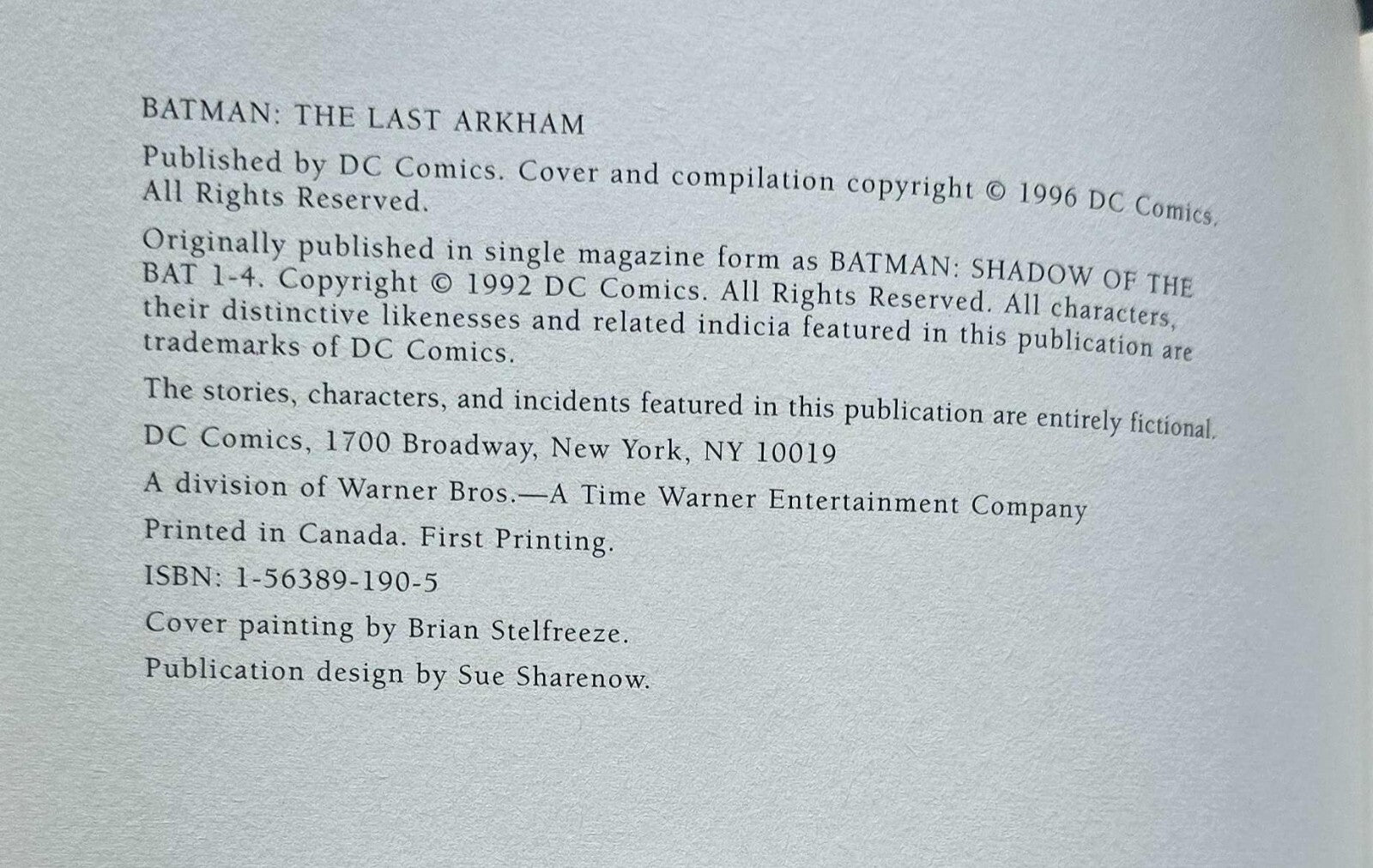 Batman: The Last Arkham by Alan Grant and Norm Breyfogle - 1st print TPB