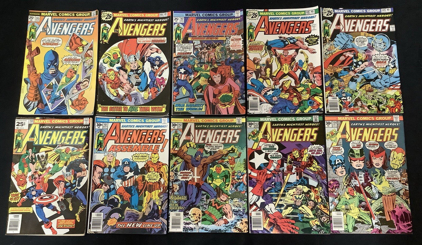 Avengers #145-163 Comic Lot, Gil Kane, 1st App Graviton, Beast Joins The Team