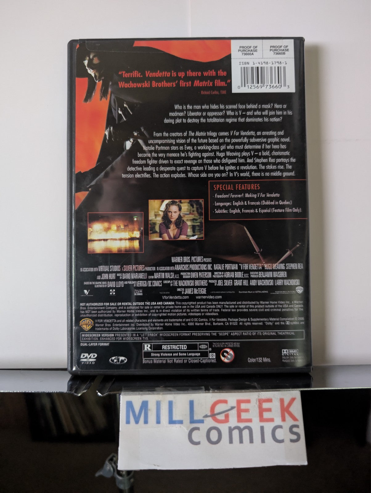Sleepy Hollow / V for Vendetta, 2 Movie Collection (DVD) Like New -JD