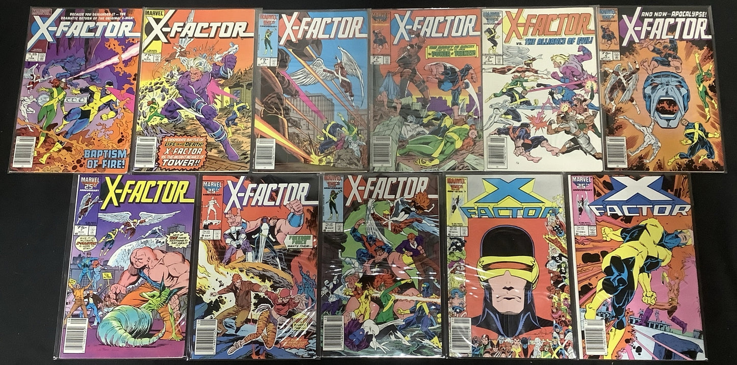 X-Factor #1-11 Comic Lot, 1st Cameo And Full Appearance Of Apocalypse, Newsstand