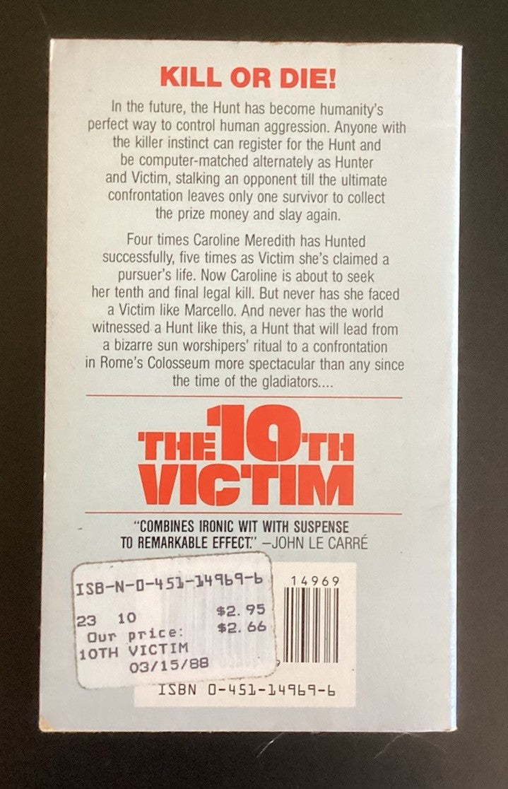 THE 10TH VICTIM By Robert Sheckley Signet 1987 1st Print Vintage PB  JD