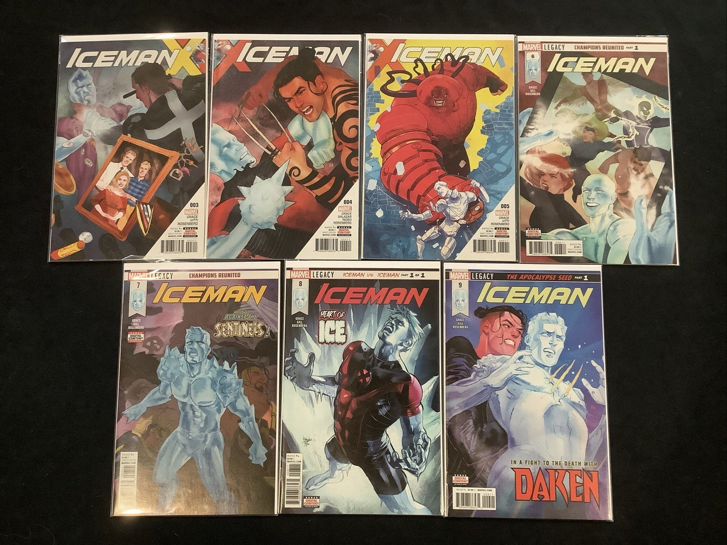 Iceman #3-9 Comic Lot, Marvel Comics, Grace/Vitti/Rosenberg, 2017